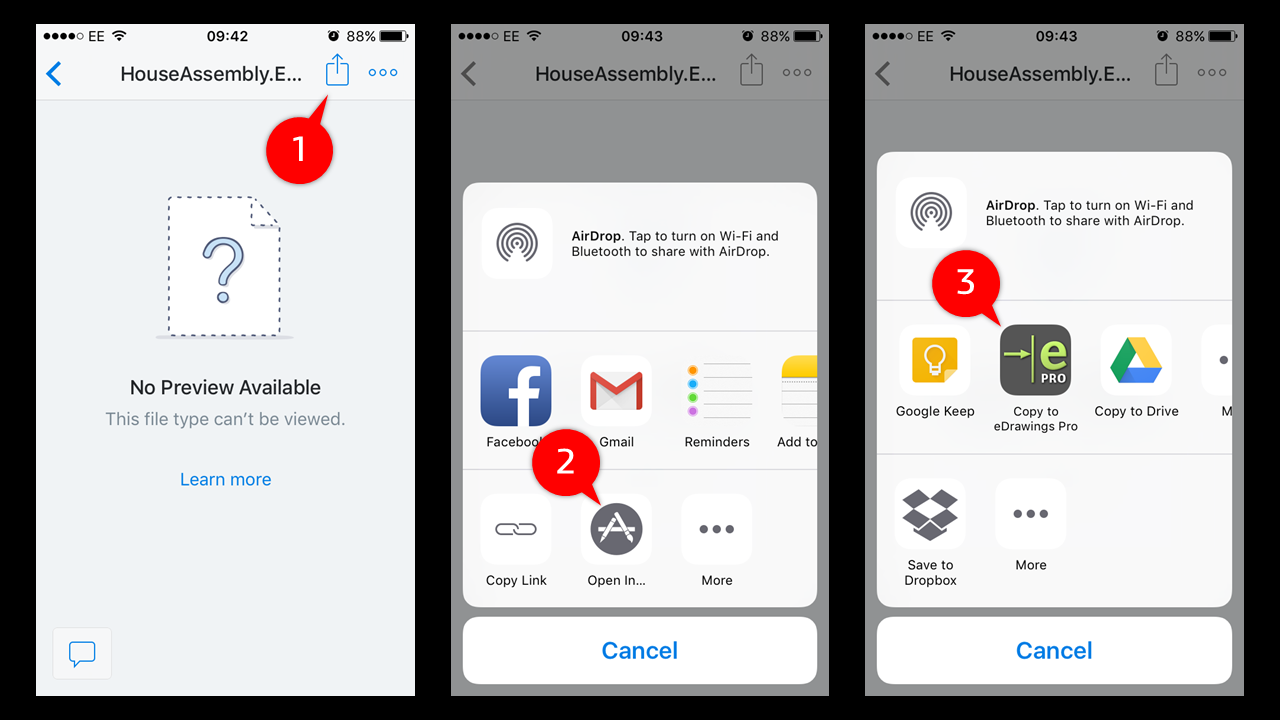 iOS 端从分享菜单选择用专业版打开